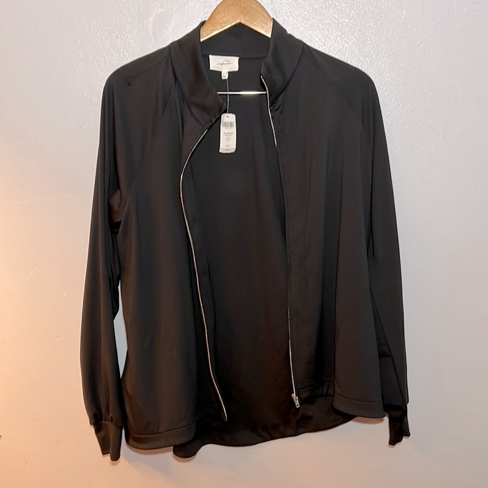 NWT Soma Weekend Sport Jacket Zip up Size L Brushed Jersey Relaxed Fit Black